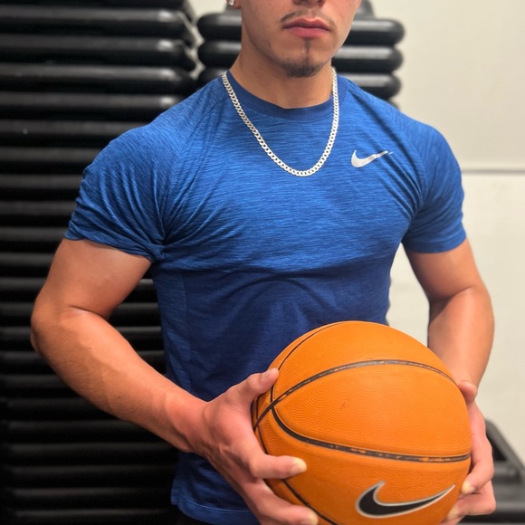 NIKE RUNNING MEN DRI FIT T SHIRT BLUE REFLECTIVE STRIPES RUNNER RUN ATHLETE JOCK - Picture 4 of 16